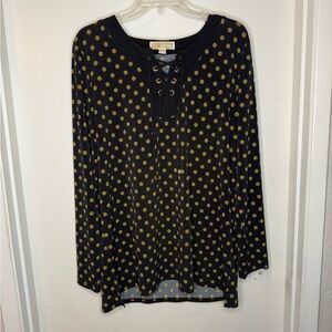 Michael Kors Black Tie-Front Medallion Logo Tunic – Size XL